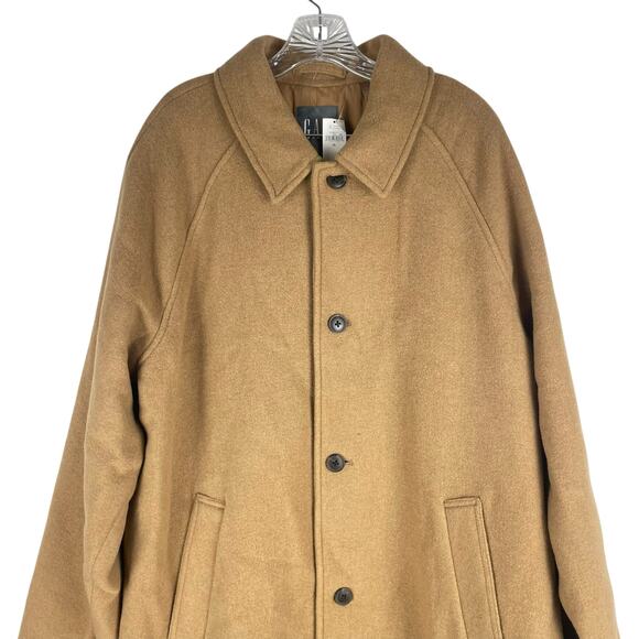 Gap Oversized Wool Blend Single Breasted Long Top Coat Camel Tan Size XL - Picture 6 of 13